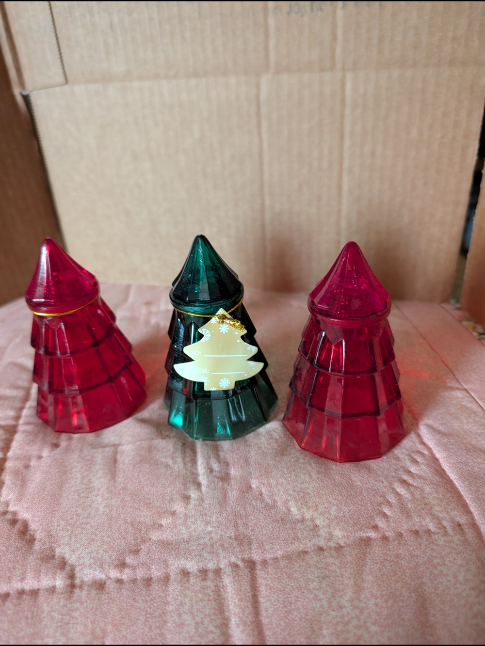Glass Christmas Tree Decorative Jar - Green and Red - Picture 4 of 4